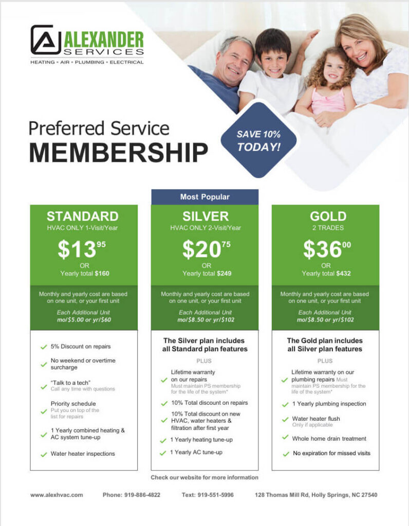 Preferred Membership Program by Alexander Services Holly Springs NC