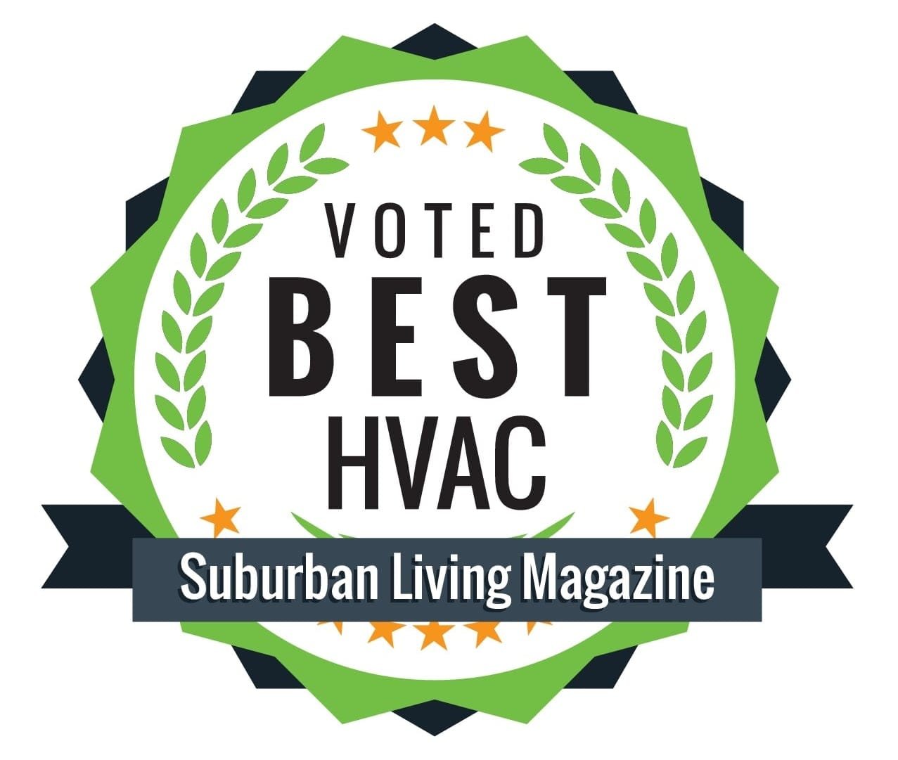 Suburban-living-mag-best-hvac - Alexander Services - Alexander Services Award badge reading 'voted best hvac' with a suburban living magazine ribbon.